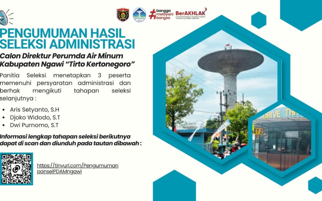 Pengumumana Hasil Seleksi Caon Direktur PDAM Tirtonegoro Ngawi